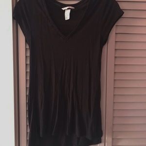 v-neck top with cutout detail around neckline
